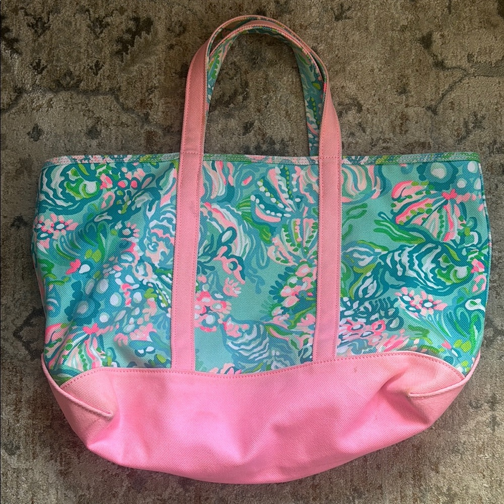 Lilly Pulitzer Tropical Blue and Pink Tote